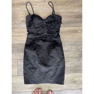 Vintage 1980's Gunne Sax Women's Lace Bodycon Mini Dress Black Size 5/6